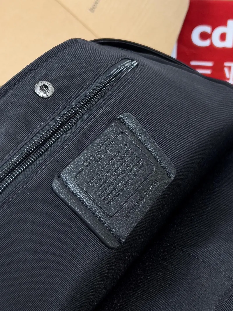 Coach Black Signature Stripe Backpack - Image 6