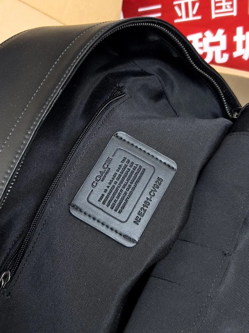 Coach Black Monogram Leather Backpack - Image 6