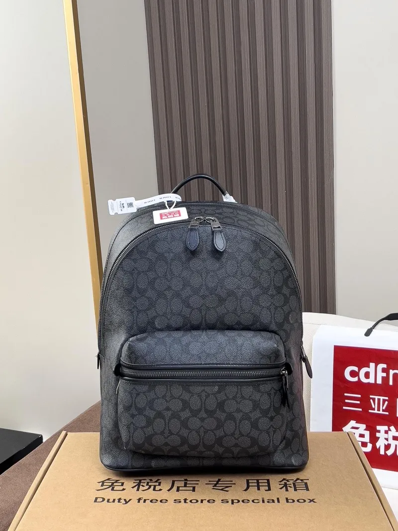 Coach Men's Black Monogram Backpack - Image 4