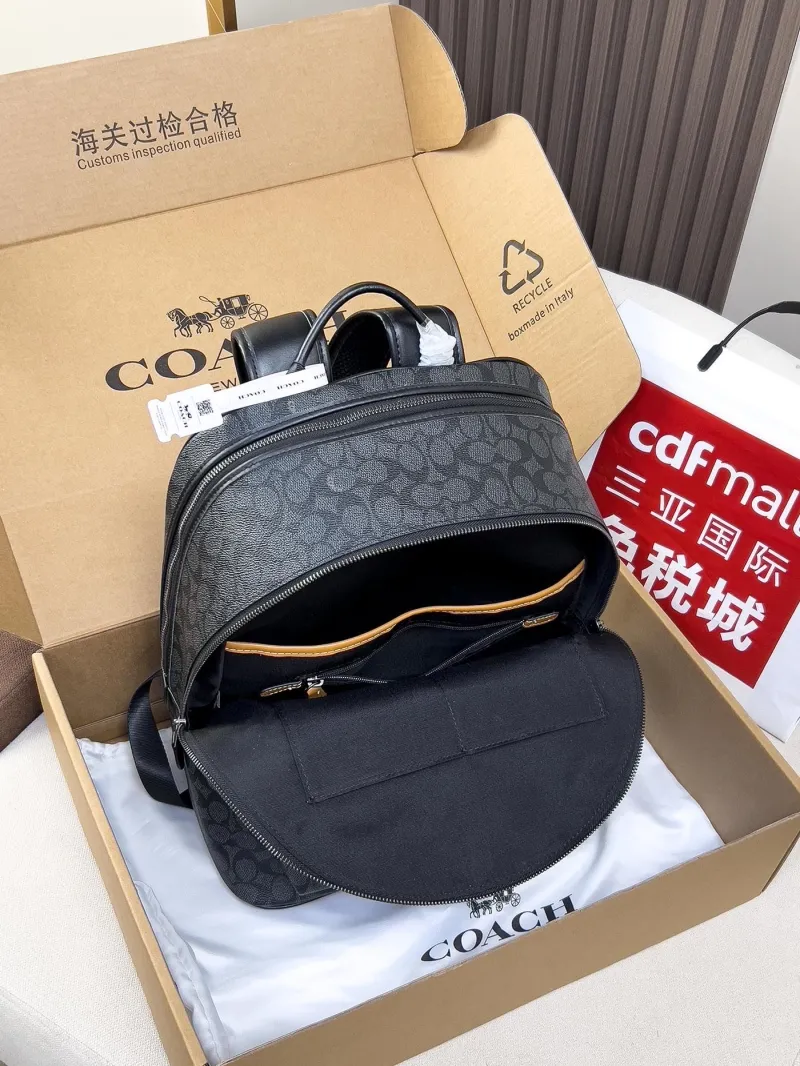 Coach Men's Black Monogram Backpack - Image 5