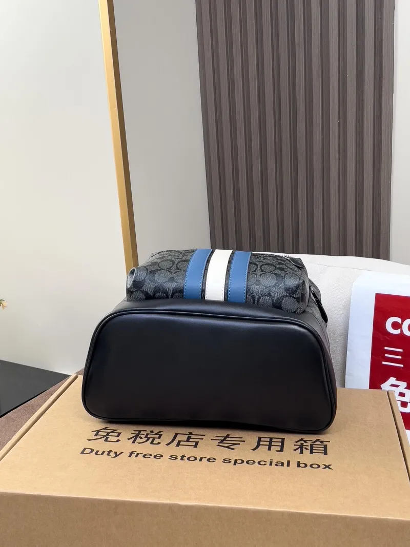 Coach Signature Black Blue Stripe Backpack - Image 3