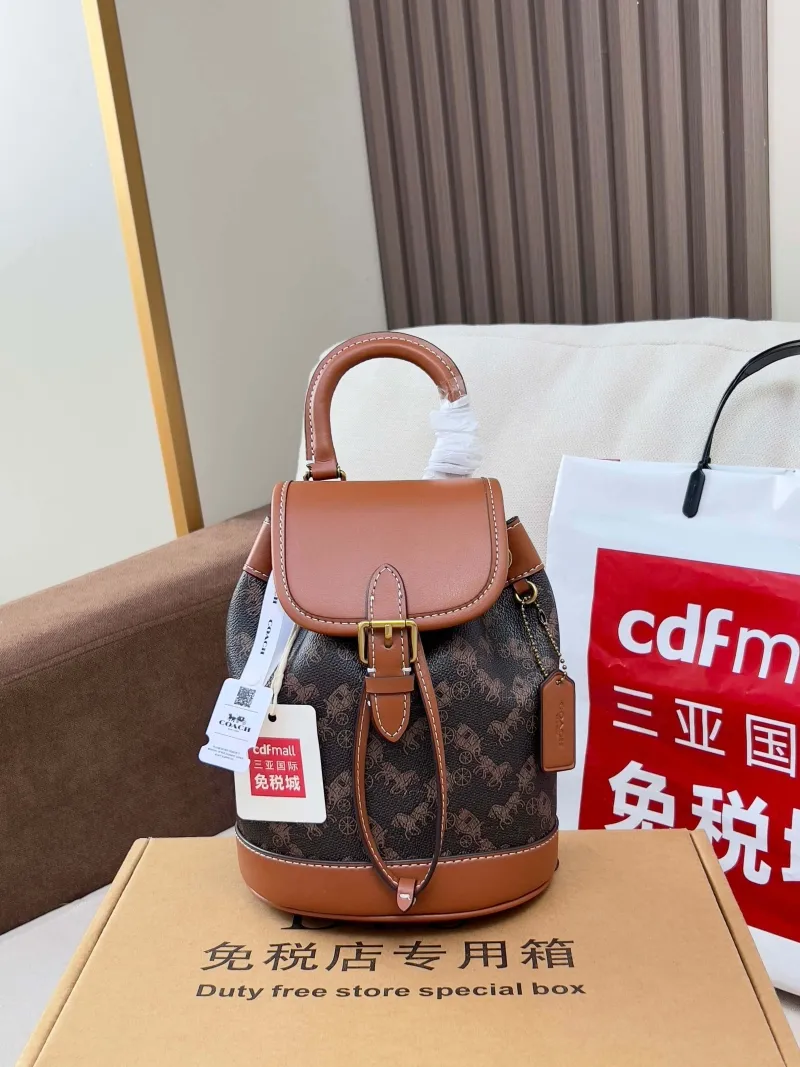 Coach Brown Mini Leather Backpack - Image 3
