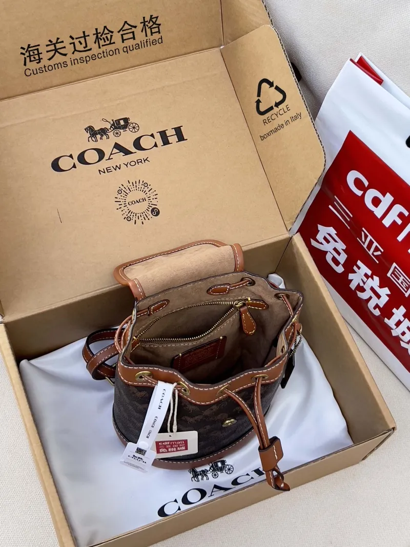 Coach Brown Mini Leather Backpack - Image 5