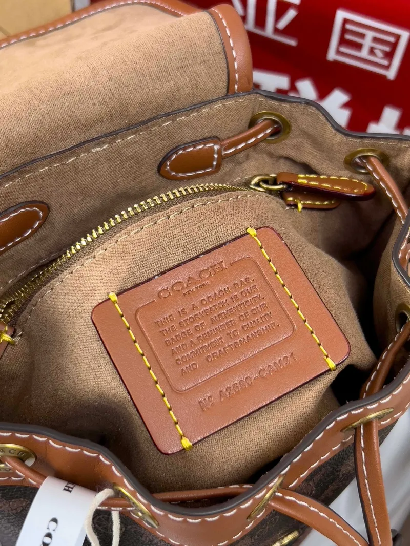 Coach Brown Mini Leather Backpack - Image 6