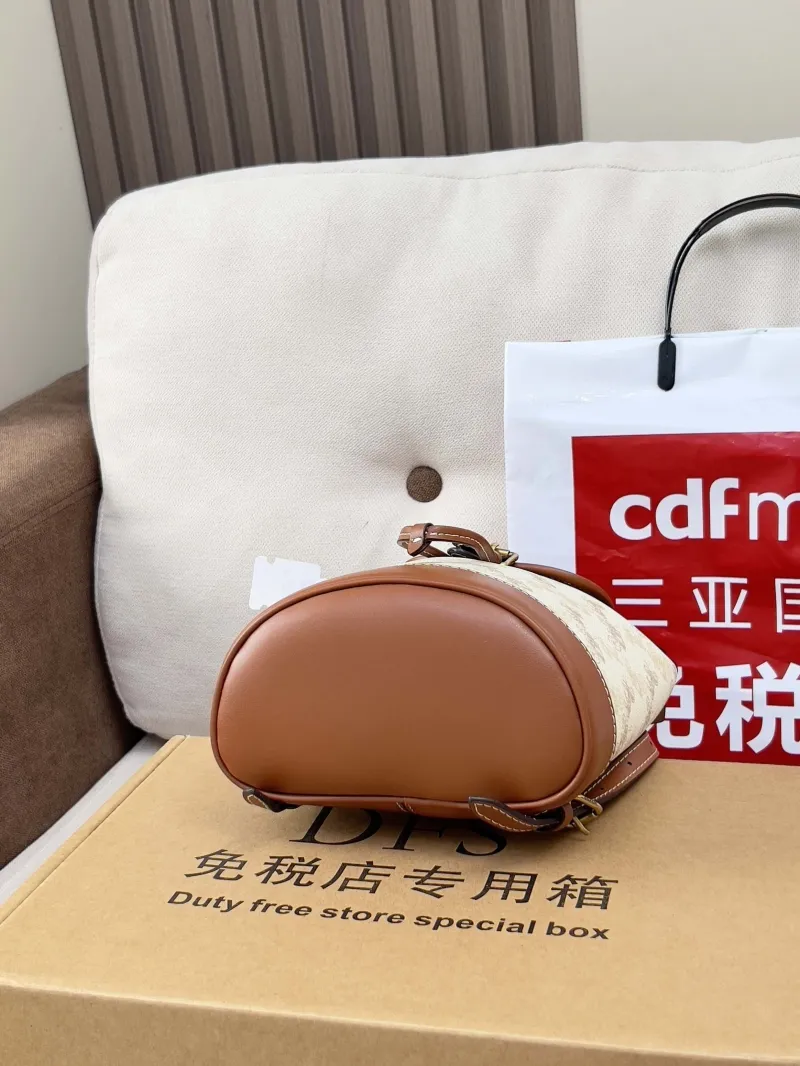 Coach Mini Beige Brown Leather Backpack - Image 3