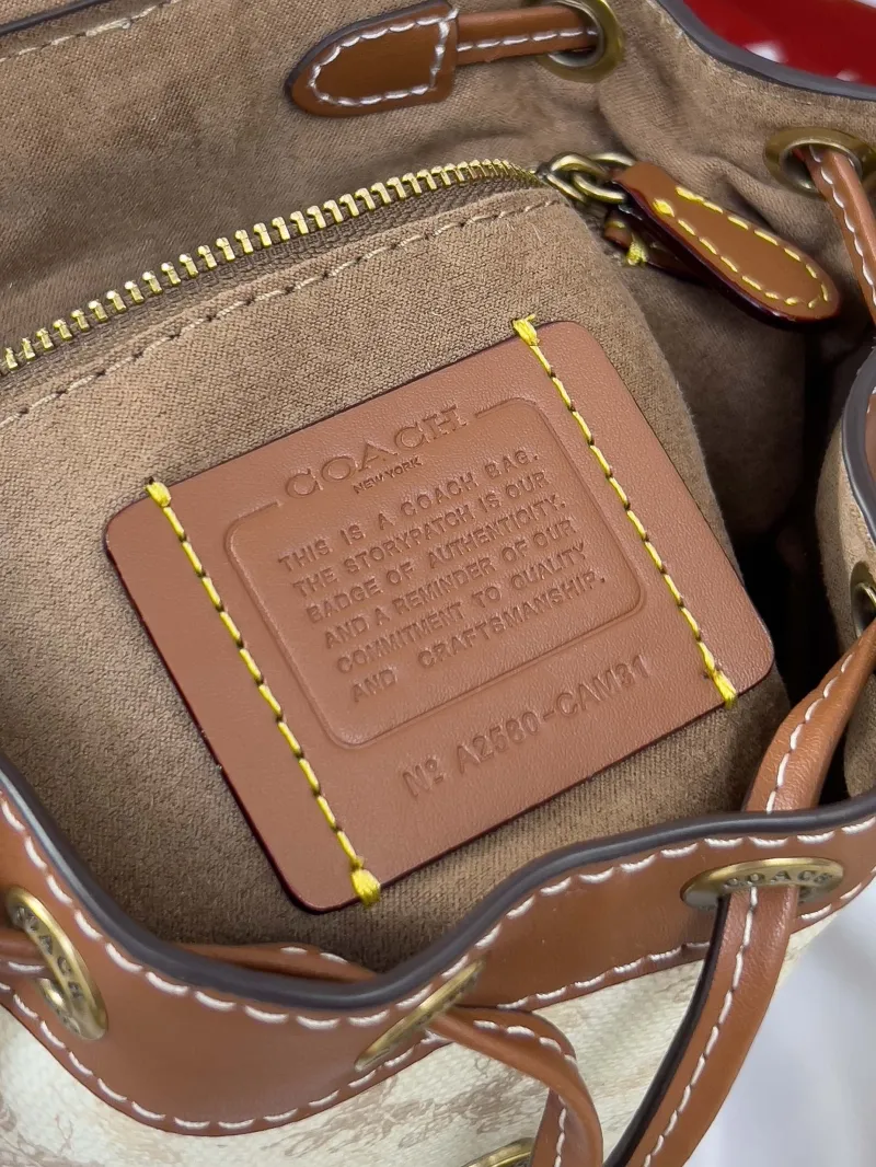 Coach Mini Beige Brown Leather Backpack - Image 6
