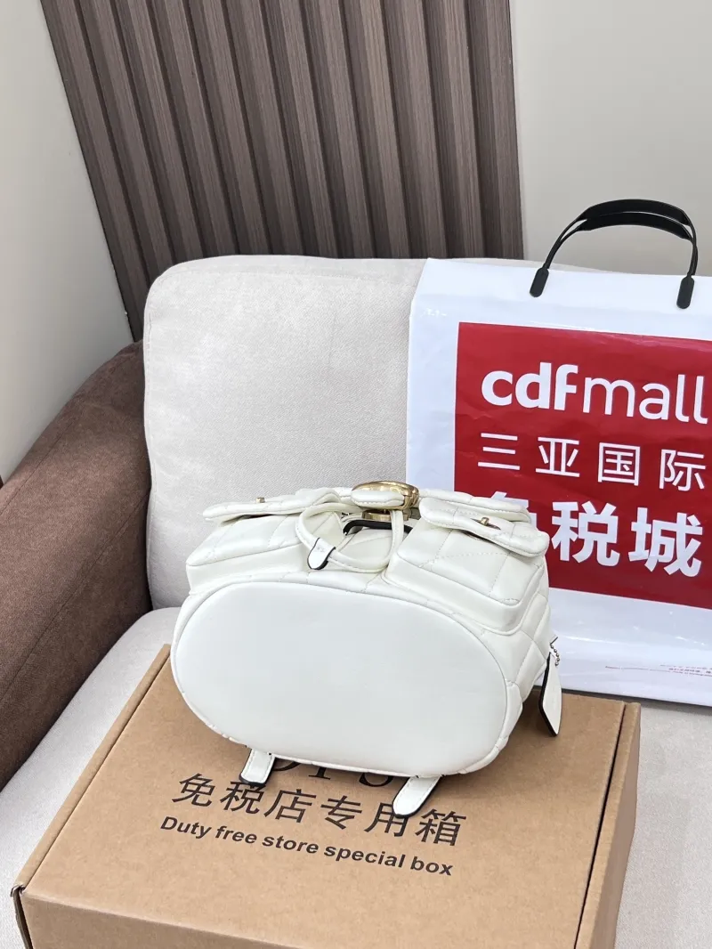 Coach White Quilted Leather Backpack - Image 3