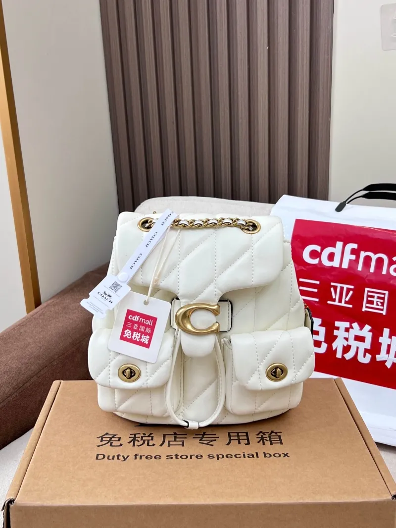 Coach White Quilted Leather Backpack - Image 4