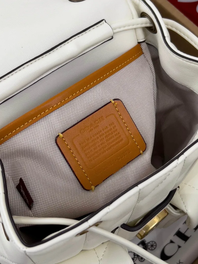 Coach White Quilted Leather Backpack - Image 6