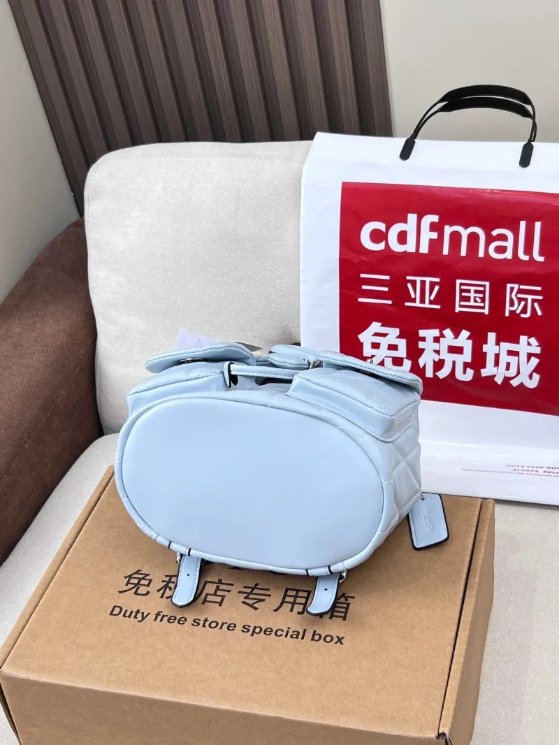 Coach Light Blue Quilted Backpack - Image 3