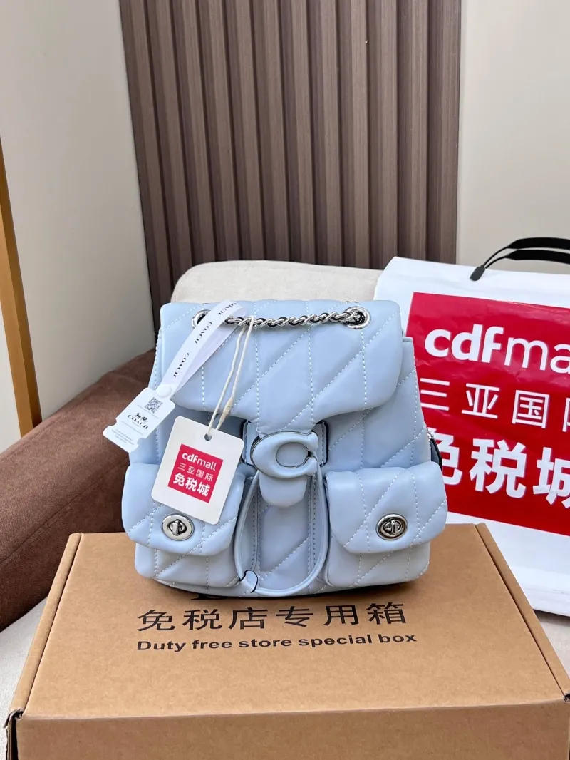 Coach Light Blue Quilted Backpack - Image 4