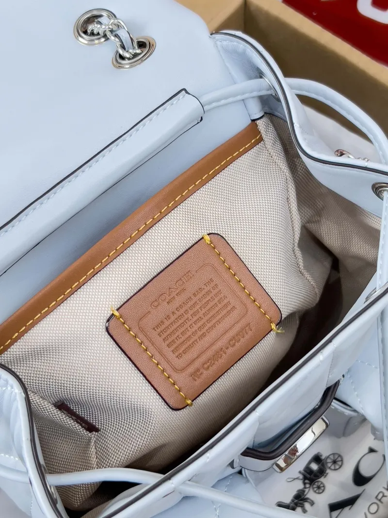 Coach Light Blue Quilted Backpack - Image 6