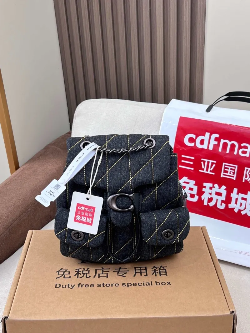 Coach Dark Denim Quilted Backpack - Image 4
