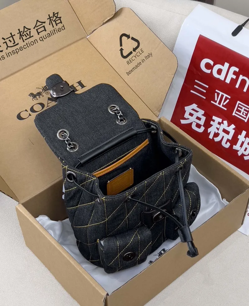 Coach Dark Denim Quilted Backpack - Image 5