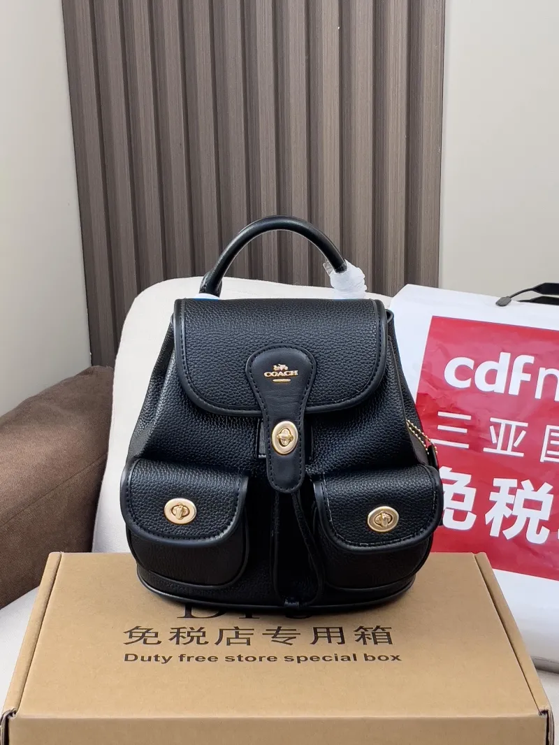 Coach Black Mini Leather Backpack - Image 4