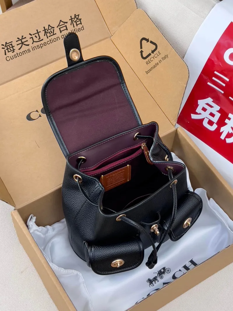 Coach Black Mini Leather Backpack - Image 5