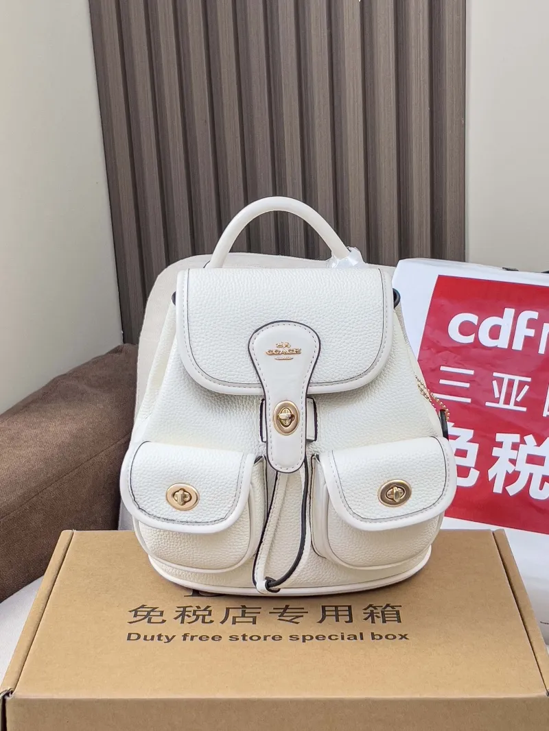 Coach White Mini Leather Backpack - Image 4