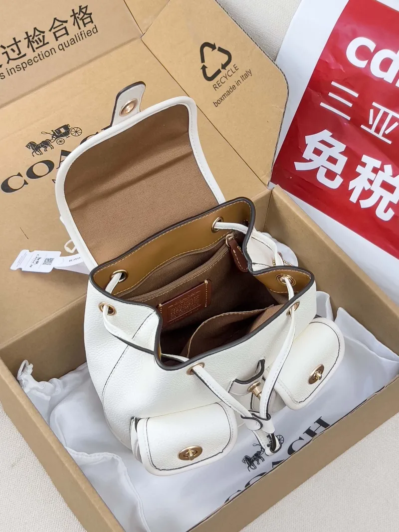 Coach White Mini Leather Backpack - Image 5
