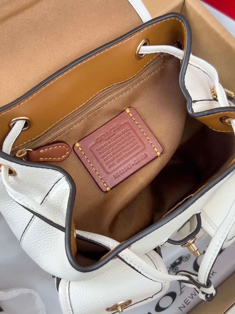 Coach White Mini Leather Backpack - Image 6